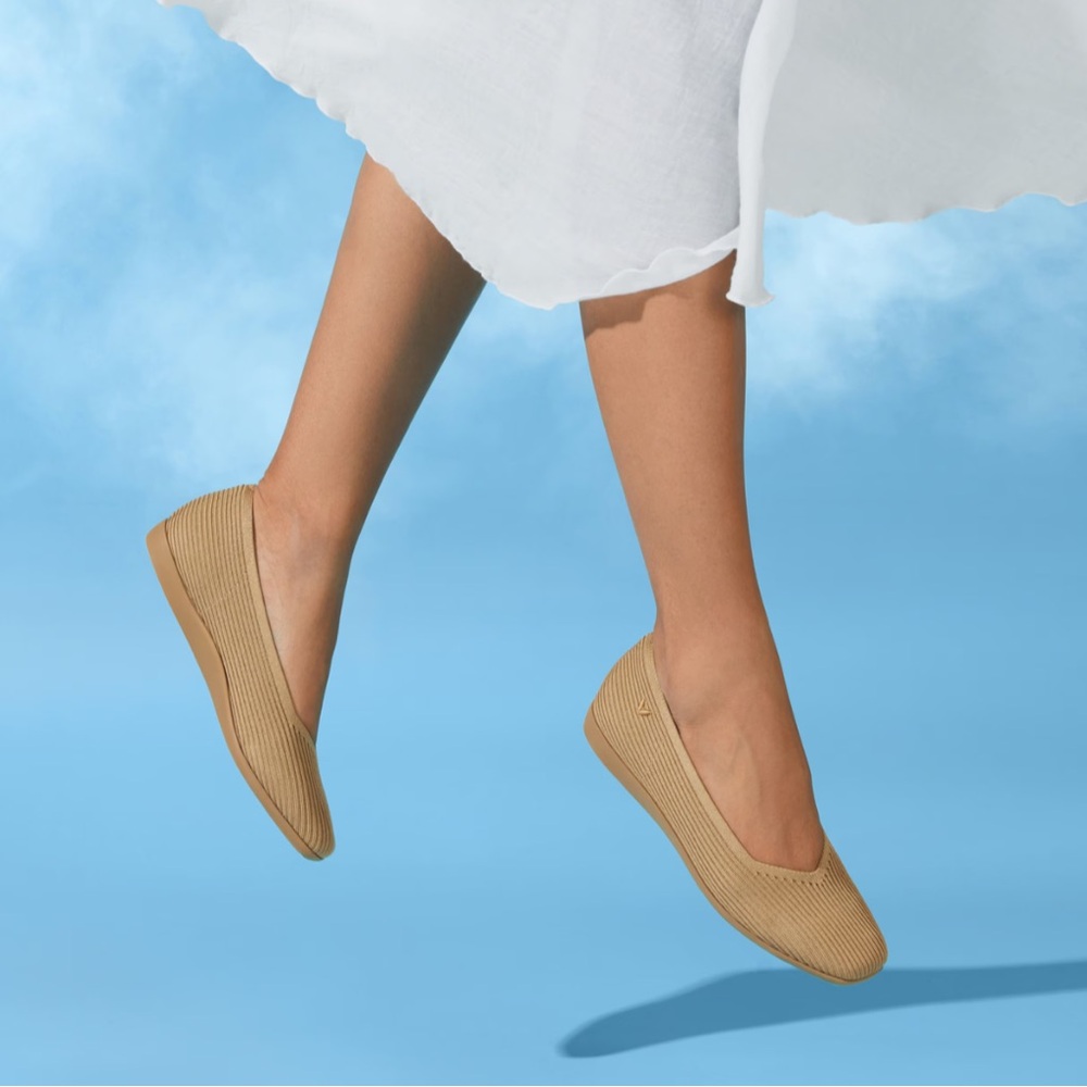Women's Beige Knit Ballet Flats